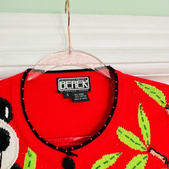 Vintage Berek Beaded Panda & Bamboo Embroidered Novelty Sweater - Picture 4 of 4